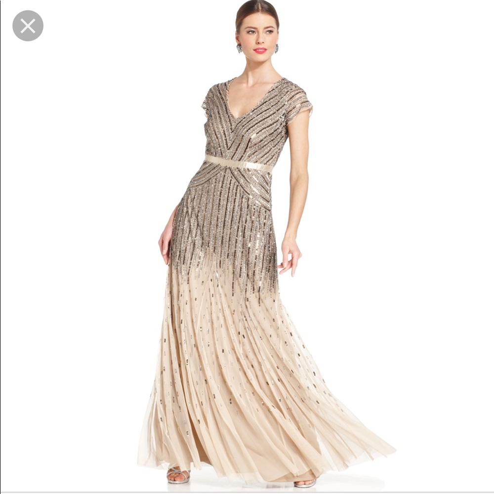 sequin mesh gown